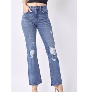 Risen Los Angeles Medium Wash Grunge Y2K High Rise Distressed Jeans Size 30